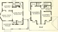 An illustration from The plan book of American dwellings : being a compilation of original home designs, showing actual photographic exteriors and floor plans of moderately priced bungalows, cottages, residences (1914)