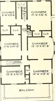An illustration from The plan book of American dwellings : being a compilation of original home designs, showing actual photographic exteriors and floor plans of moderately priced bungalows, cottages, residences (1914)