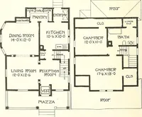 An illustration from The plan book of American dwellings : being a compilation of original home designs, showing actual photographic exteriors and floor plans of moderately priced bungalows, cottages, residences (1914)