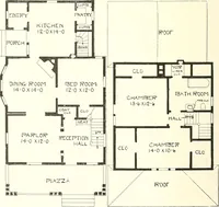 An illustration from The plan book of American dwellings : being a compilation of original home designs, showing actual photographic exteriors and floor plans of moderately priced bungalows, cottages, residences (1914)