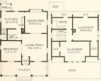 An illustration from The plan book of American dwellings : being a compilation of original home designs, showing actual photographic exteriors and floor plans of moderately priced bungalows, cottages, residences (1914)