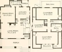 An illustration from The plan book of American dwellings : being a compilation of original home designs, showing actual photographic exteriors and floor plans of moderately priced bungalows, cottages, residences (1914)