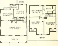 An illustration from The plan book of American dwellings : being a compilation of original home designs, showing actual photographic exteriors and floor plans of moderately priced bungalows, cottages, residences (1914)