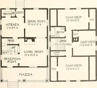 An illustration from The plan book of American dwellings : being a compilation of original home designs, showing actual photographic exteriors and floor plans of moderately priced bungalows, cottages, residences (1914)