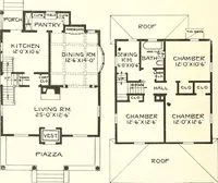 An illustration from The plan book of American dwellings : being a compilation of original home designs, showing actual photographic exteriors and floor plans of moderately priced bungalows, cottages, residences (1914)