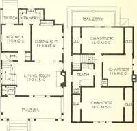An illustration from The plan book of American dwellings : being a compilation of original home designs, showing actual photographic exteriors and floor plans of moderately priced bungalows, cottages, residences (1914)