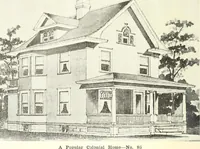 An illustration from The plan book of American dwellings : being a compilation of original home designs, showing actual photographic exteriors and floor plans of moderately priced bungalows, cottages, residences (1914)