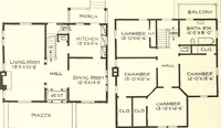 An illustration from The plan book of American dwellings : being a compilation of original home designs, showing actual photographic exteriors and floor plans of moderately priced bungalows, cottages, residences (1914)