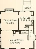 An illustration from The plan book of American dwellings : being a compilation of original home designs, showing actual photographic exteriors and floor plans of moderately priced bungalows, cottages, residences (1914)