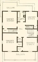 An illustration from The plan book of American dwellings : being a compilation of original home designs, showing actual photographic exteriors and floor plans of moderately priced bungalows, cottages, residences (1914)