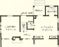 An illustration from The plan book of American dwellings : being a compilation of original home designs, showing actual photographic exteriors and floor plans of moderately priced bungalows, cottages, residences (1914)