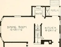 An illustration from The plan book of American dwellings : being a compilation of original home designs, showing actual photographic exteriors and floor plans of moderately priced bungalows, cottages, residences (1914)