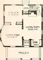 An illustration from The plan book of American dwellings : being a compilation of original home designs, showing actual photographic exteriors and floor plans of moderately priced bungalows, cottages, residences (1914)