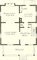 An illustration from The plan book of American dwellings : being a compilation of original home designs, showing actual photographic exteriors and floor plans of moderately priced bungalows, cottages, residences (1914)