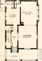 An illustration from The plan book of American dwellings : being a compilation of original home designs, showing actual photographic exteriors and floor plans of moderately priced bungalows, cottages, residences (1914)