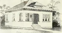 An illustration from The plan book of American dwellings : being a compilation of original home designs, showing actual photographic exteriors and floor plans of moderately priced bungalows, cottages, residences (1914)
