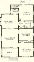 An illustration from The plan book of American dwellings : being a compilation of original home designs, showing actual photographic exteriors and floor plans of moderately priced bungalows, cottages, residences (1914)
