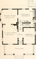 An illustration from The plan book of American dwellings : being a compilation of original home designs, showing actual photographic exteriors and floor plans of moderately priced bungalows, cottages, residences (1914)