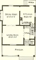 An illustration from The plan book of American dwellings : being a compilation of original home designs, showing actual photographic exteriors and floor plans of moderately priced bungalows, cottages, residences (1914)