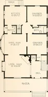 An illustration from The plan book of American dwellings : being a compilation of original home designs, showing actual photographic exteriors and floor plans of moderately priced bungalows, cottages, residences (1914)