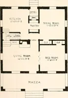An illustration from The plan book of American dwellings : being a compilation of original home designs, showing actual photographic exteriors and floor plans of moderately priced bungalows, cottages, residences (1914)