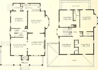 An illustration from The plan book of American dwellings : being a compilation of original home designs, showing actual photographic exteriors and floor plans of moderately priced bungalows, cottages, residences (1914)
