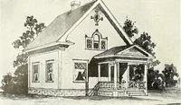 An illustration from The plan book of American dwellings : being a compilation of original home designs, showing actual photographic exteriors and floor plans of moderately priced bungalows, cottages, residences (1914)