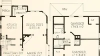 An illustration from The plan book of American dwellings : being a compilation of original home designs, showing actual photographic exteriors and floor plans of moderately priced bungalows, cottages, residences (1914)