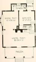 An illustration from The plan book of American dwellings : being a compilation of original home designs, showing actual photographic exteriors and floor plans of moderately priced bungalows, cottages, residences (1914)