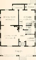 An illustration from The plan book of American dwellings : being a compilation of original home designs, showing actual photographic exteriors and floor plans of moderately priced bungalows, cottages, residences (1914)