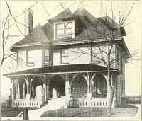 An illustration from The plan book of American dwellings : being a compilation of original home designs, showing actual photographic exteriors and floor plans of moderately priced bungalows, cottages, residences (1914)