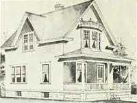An illustration from The plan book of American dwellings : being a compilation of original home designs, showing actual photographic exteriors and floor plans of moderately priced bungalows, cottages, residences (1914)