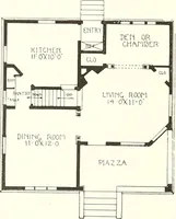 An illustration from The plan book of American dwellings : being a compilation of original home designs, showing actual photographic exteriors and floor plans of moderately priced bungalows, cottages, residences (1914)