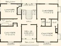 An illustration from The plan book of American dwellings : being a compilation of original home designs, showing actual photographic exteriors and floor plans of moderately priced bungalows, cottages, residences (1914)