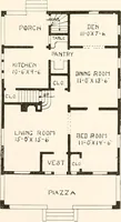 An illustration from The plan book of American dwellings : being a compilation of original home designs, showing actual photographic exteriors and floor plans of moderately priced bungalows, cottages, residences (1914)