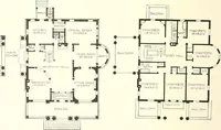 An illustration from The plan book of American dwellings : being a compilation of original home designs, showing actual photographic exteriors and floor plans of moderately priced bungalows, cottages, residences (1914)