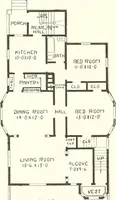 An illustration from The plan book of American dwellings : being a compilation of original home designs, showing actual photographic exteriors and floor plans of moderately priced bungalows, cottages, residences (1914)