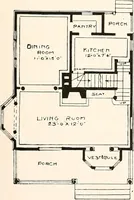 An illustration from The plan book of American dwellings : being a compilation of original home designs, showing actual photographic exteriors and floor plans of moderately priced bungalows, cottages, residences (1914)