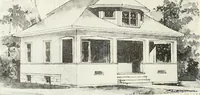 An illustration from The plan book of American dwellings : being a compilation of original home designs, showing actual photographic exteriors and floor plans of moderately priced bungalows, cottages, residences (1914)