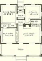 An illustration from The plan book of American dwellings : being a compilation of original home designs, showing actual photographic exteriors and floor plans of moderately priced bungalows, cottages, residences (1914)