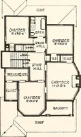 An illustration from The plan book of American dwellings : being a compilation of original home designs, showing actual photographic exteriors and floor plans of moderately priced bungalows, cottages, residences (1914)