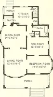 An illustration from The plan book of American dwellings : being a compilation of original home designs, showing actual photographic exteriors and floor plans of moderately priced bungalows, cottages, residences (1914)