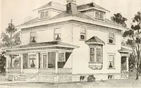 An illustration from The plan book of American dwellings : being a compilation of original home designs, showing actual photographic exteriors and floor plans of moderately priced bungalows, cottages, residences (1914)