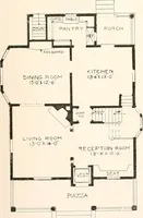 An illustration from The plan book of American dwellings : being a compilation of original home designs, showing actual photographic exteriors and floor plans of moderately priced bungalows, cottages, residences (1914)