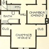 An illustration from The plan book of American dwellings : being a compilation of original home designs, showing actual photographic exteriors and floor plans of moderately priced bungalows, cottages, residences (1914)