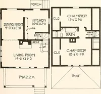 An illustration from The plan book of American dwellings : being a compilation of original home designs, showing actual photographic exteriors and floor plans of moderately priced bungalows, cottages, residences (1914)