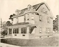 An illustration from The plan book of American dwellings : being a compilation of original home designs, showing actual photographic exteriors and floor plans of moderately priced bungalows, cottages, residences (1914)