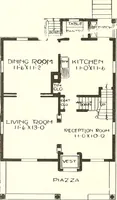 An illustration from The plan book of American dwellings : being a compilation of original home designs, showing actual photographic exteriors and floor plans of moderately priced bungalows, cottages, residences (1914)