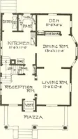 An illustration from The plan book of American dwellings : being a compilation of original home designs, showing actual photographic exteriors and floor plans of moderately priced bungalows, cottages, residences (1914)
