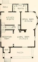 An illustration from The plan book of American dwellings : being a compilation of original home designs, showing actual photographic exteriors and floor plans of moderately priced bungalows, cottages, residences (1914)